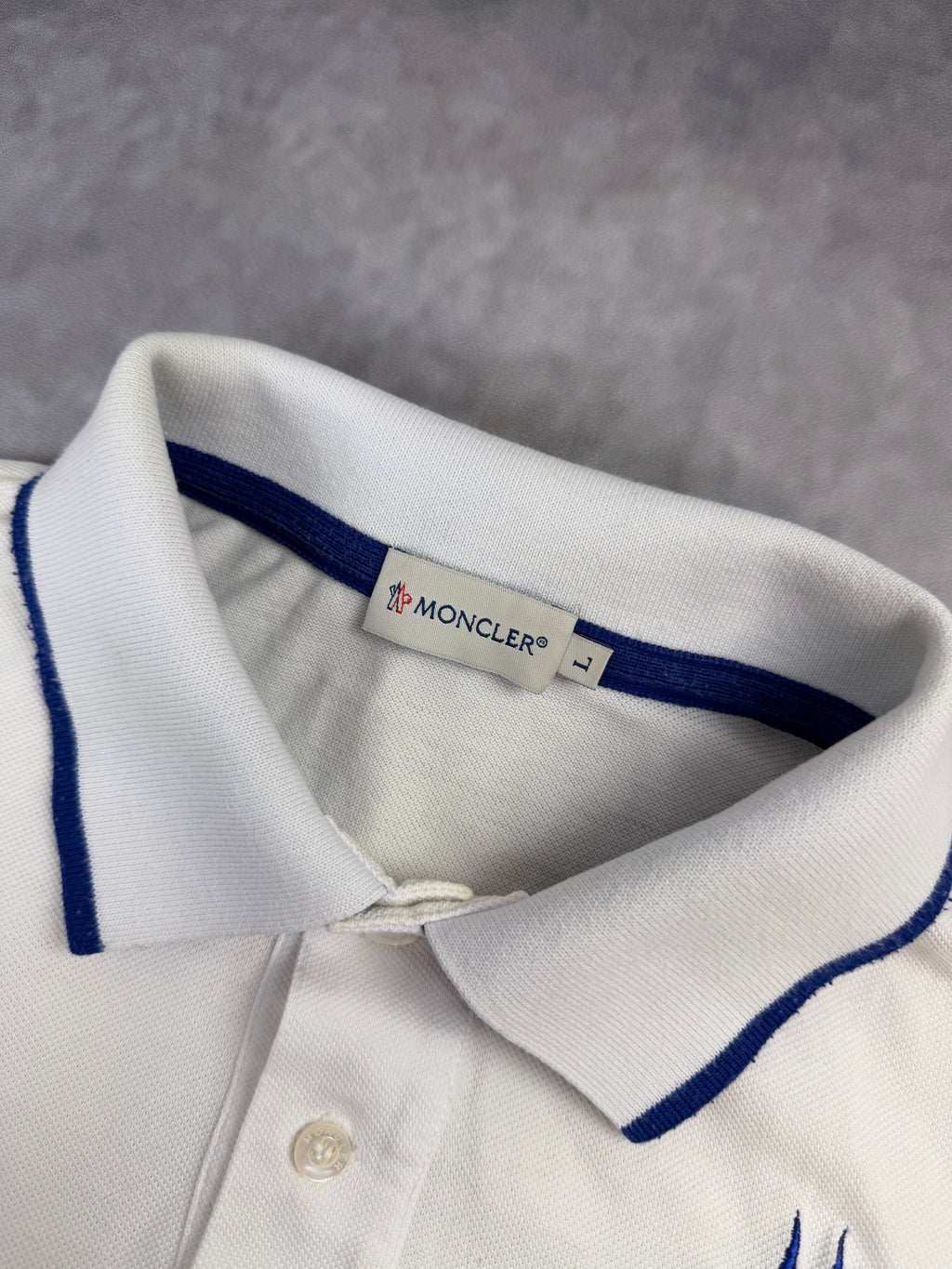 MONCLER Big Logo Polo - White - M