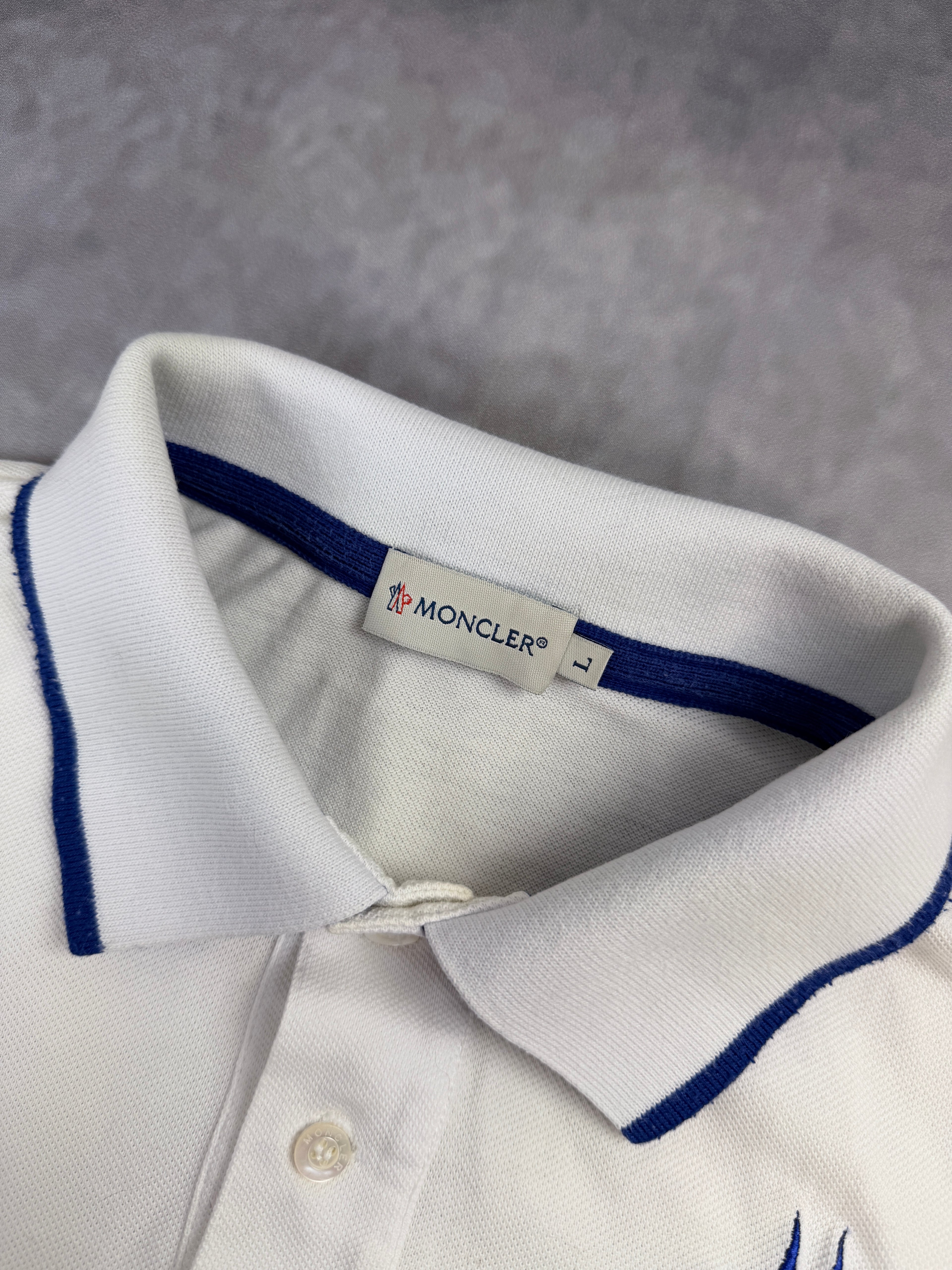 MONCLER Big Logo Polo - White - M