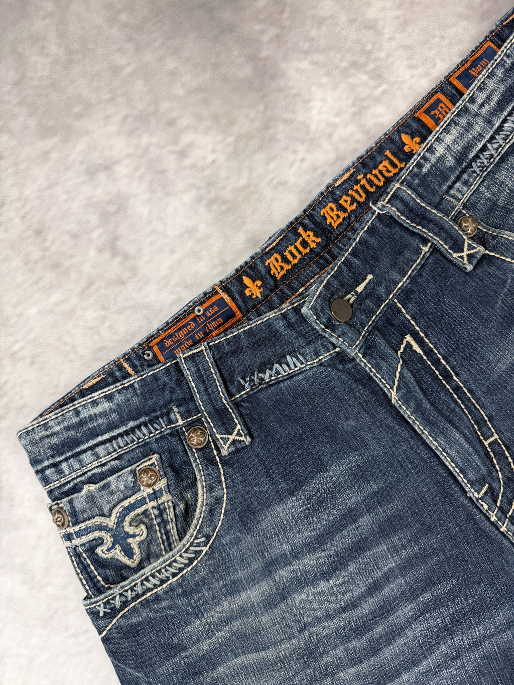 Rock Revivals Washed Staight Fit Jeans W38 / L38 (XL)