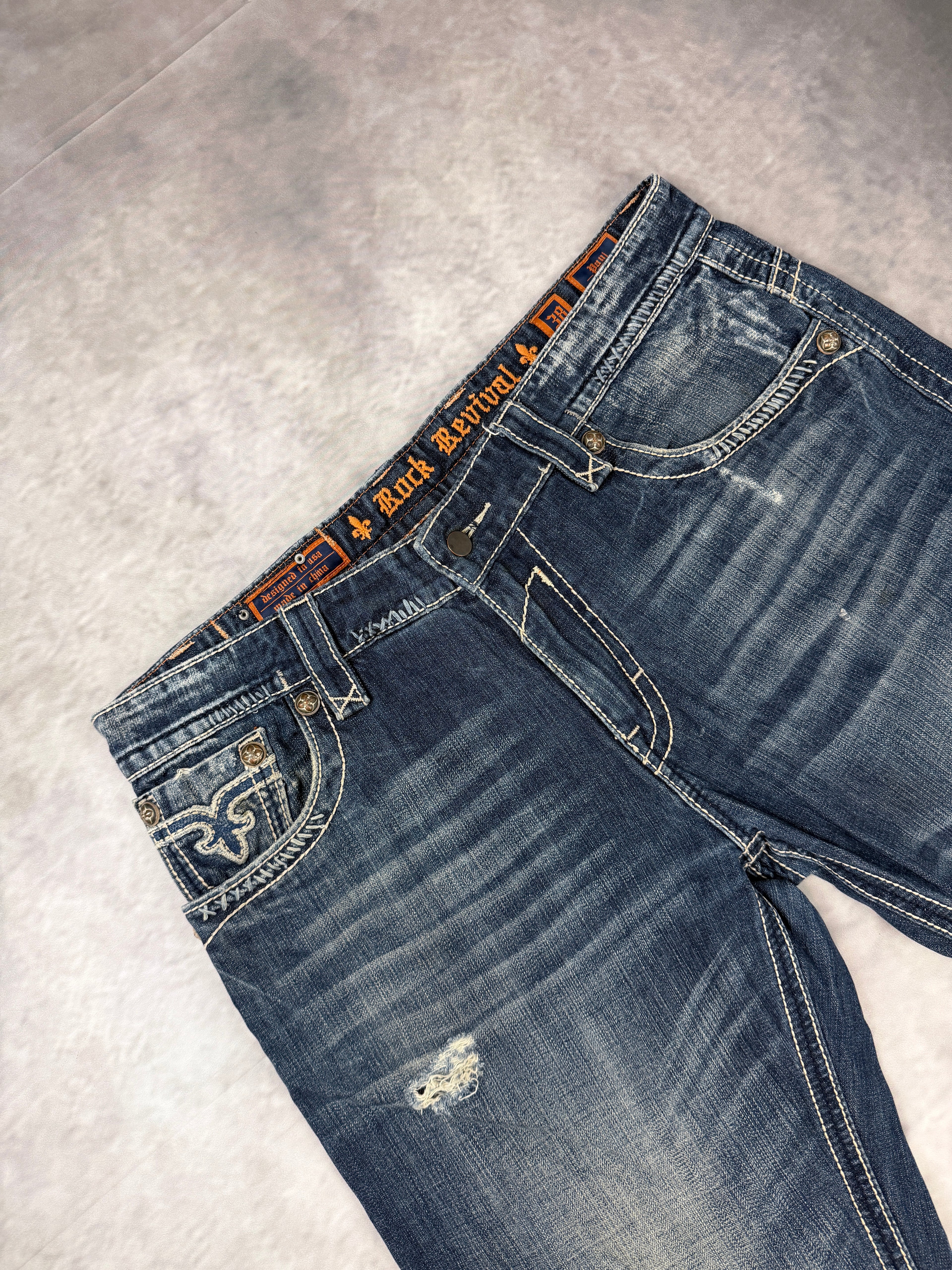 Rock Revivals Washed Staight Fit Jeans W38 / L38 (XL)
