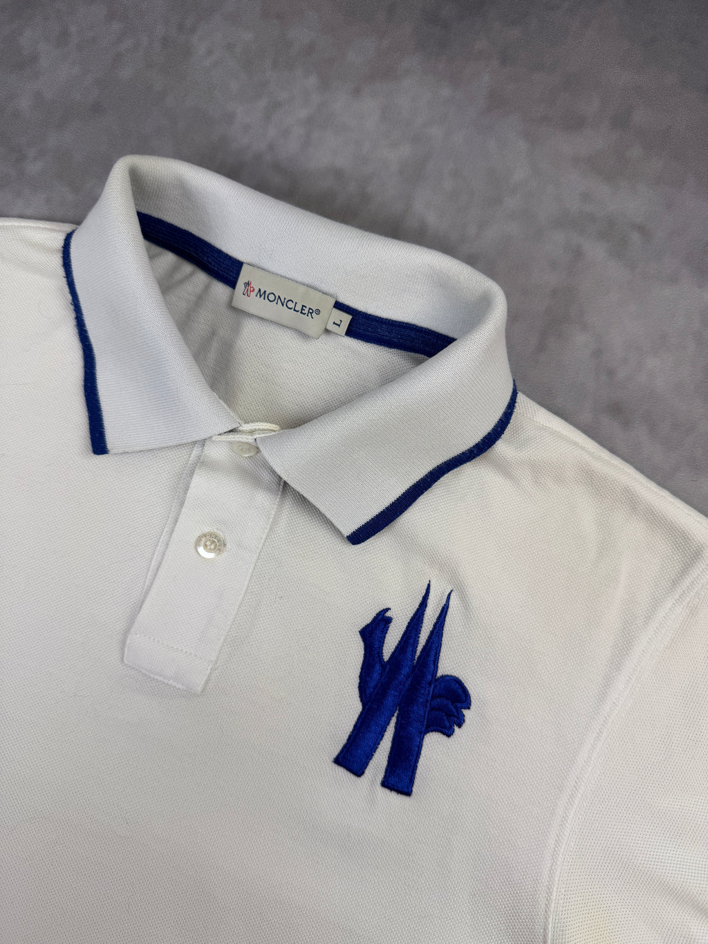 MONCLER Big Logo Polo - White - M
